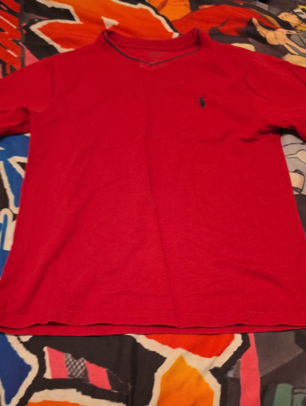 Ralph Lauren Red V-Neck Short Sleeve Polo Shirt